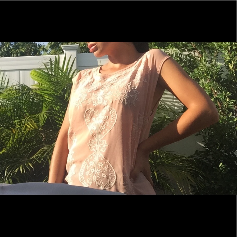 PEACH embroidered BLOUSE